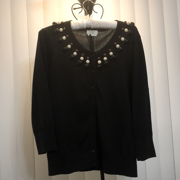 kate spade Sweaters - Kate Spade ♠️ Bauble Embellished Cardigan Black Size XL